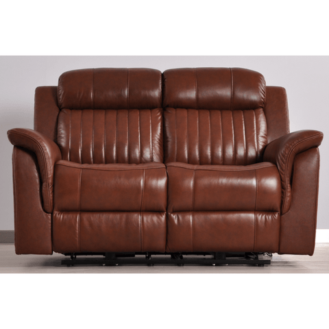 Cidliano Genuine Leather Tan Electric Power Recliner 2 Seater Sofa