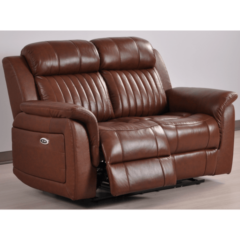 Cidliano Genuine Leather Tan Electric Power Recliner 2 Seater Sofa