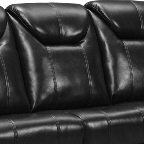 Cinema Black Electric 2 Seater Leather Recliner Sofa With Two Cup Holders