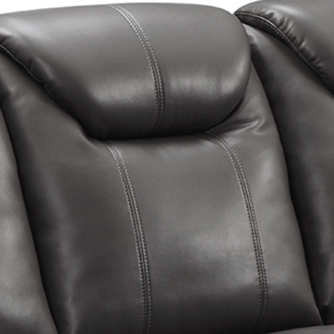 Cinema Grey Electric Leather 3 Seater Recliner Sofa With Two Cup Holders