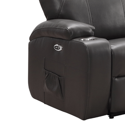 Cinema Grey Electric 2 Seater Leather Recliner Sofa With Two Cup Holders