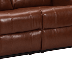 Cinema Tan Electric Leather 3 Seater Recliner Sofa With Two Cup Holders