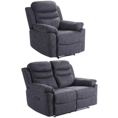 Conway Grey Fabric Manual Recliner 2+1 Seater Sofa Set