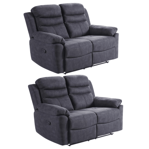 Conway Grey Fabric Manual Recliner 2+2 Seater Sofa Set