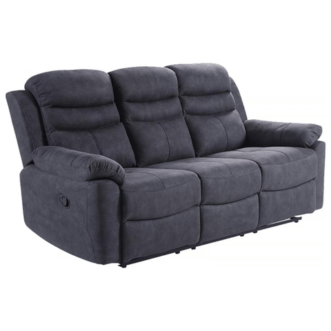 Conway Grey Fabric Manual Recliner 3 Seater Sofa