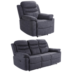 Conway Grey Fabric Manual Recliner 3+1 Seater Sofa Set