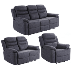 Conway Grey Fabric Manual Recliner 3+2+1 Seater Sofa Set