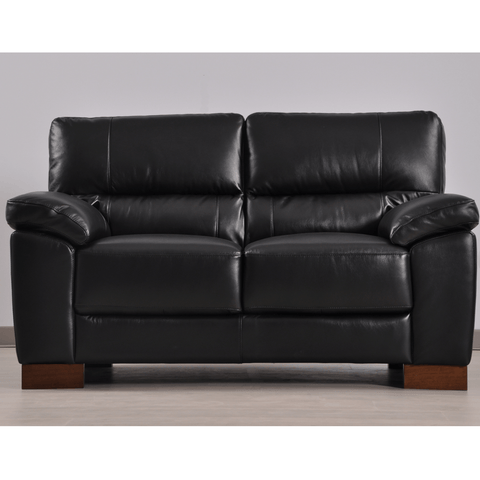 Dalmore Genuine Leather Black 2 Seater Sofa