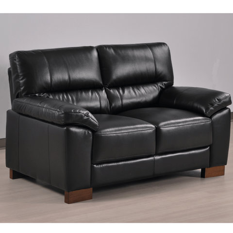 Dalmore Genuine Leather Black 2 Seater Sofa