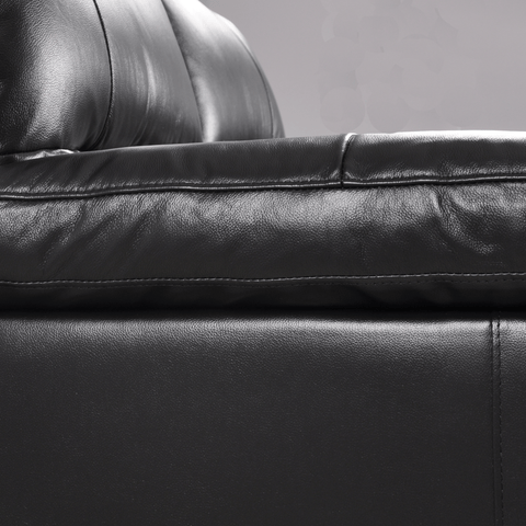 Dalmore Genuine Leather Black 2 Seater Sofa