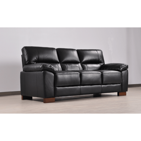 Dalmore Genuine Leather Black 3 Seater Sofa