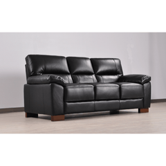 Dalmore Genuine Leather Black 3 Seater Sofa