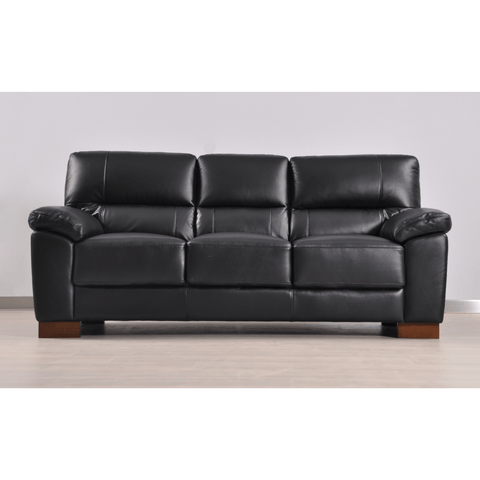 Dalmore Genuine Leather Black 3 Seater Sofa