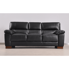 Dalmore Genuine Leather Black 3 Seater Sofa