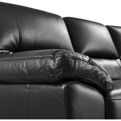 Dalmore Genuine Leather Black 3 Seater Sofa