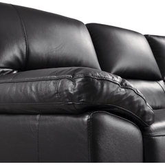 Dalmore Genuine Leather Black 3 Seater Sofa