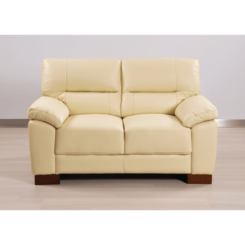Dalmore Genuine Leather Cream 2 Seater Sofa