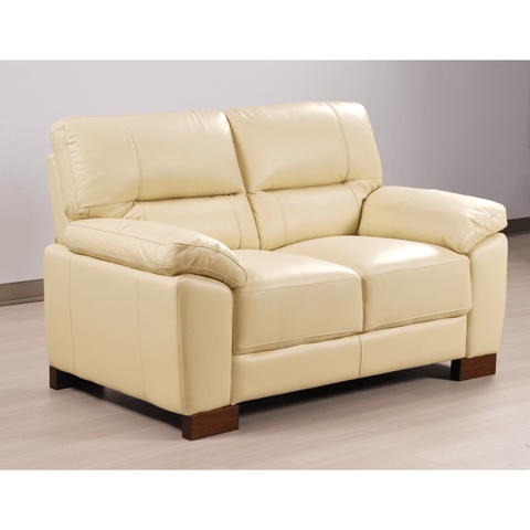 Dalmore Genuine Leather Cream 2 Seater Sofa