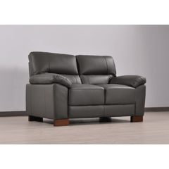 Dalmore Genuine Leather Grey 2 Seater Sofa