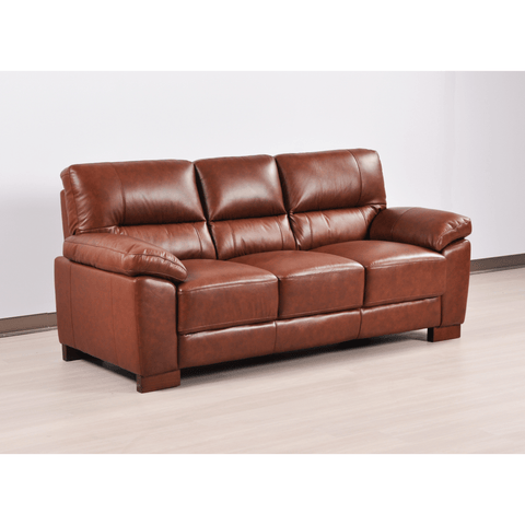 Dalmore Genuine Leather Tan 3 Seater Sofa