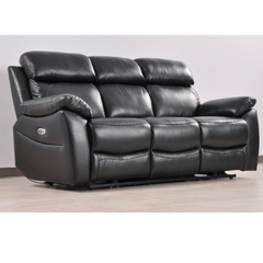 Dandrea Genuine Leather Black Electric Power Recliner 3 Seater