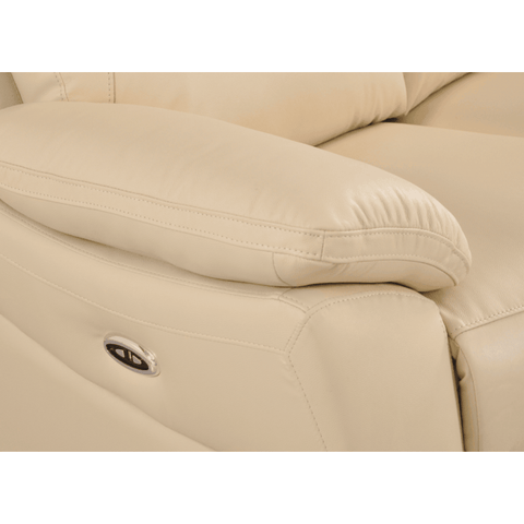 Dandrea Genuine Leather Cream Electric Power Recliner 2 Seater Sofa