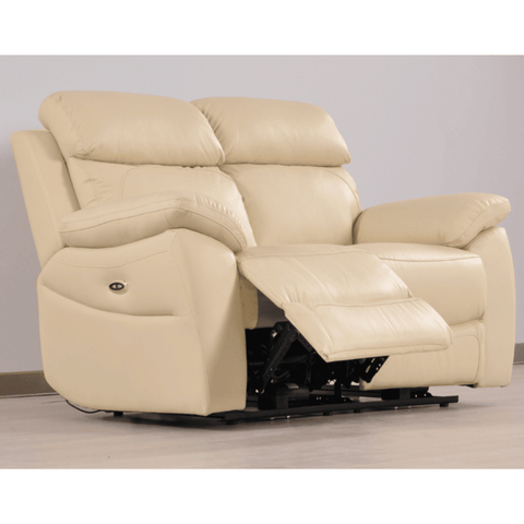 Dandrea Genuine Leather Cream Electric Power Recliner 2 Seater Sofa
