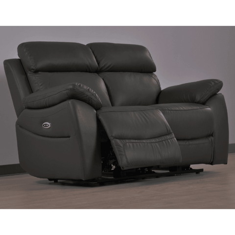 Dandrea Genuine Leather Grey Electric Power Recliner 2 Seater Sofa