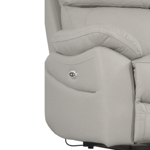 Dandrea Genuine Leather Light Grey Electric Power Recliner 3 Seater Sofa