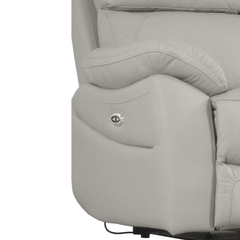 Dandrea Genuine Leather Light Grey Electric Power Recliner 3 Seater Sofa