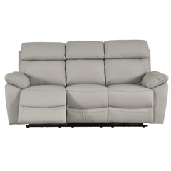 Dandrea Genuine Leather Light Grey Electric Power Recliner 3 Seater Sofa