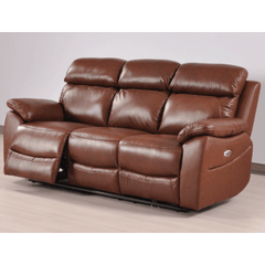 Dandrea Genuine Leather Tan Electric Power Recliner 3 Seater Sofa