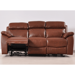 Dandrea Genuine Leather Tan Electric Power Recliner 3 Seater Sofa