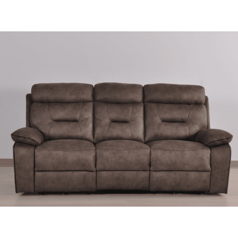 Foster Brown Fabric Electric Recliner 3 Seater Sofa