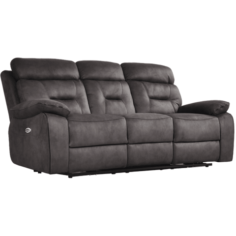 Foster Dark Grey Fabric Electric Recliner 3 Seater Sofa