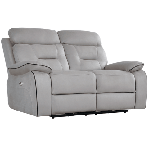 Foster Light Grey Fabric Electric Recliner 2 Seater Sofa