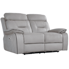 Foster Light Grey Fabric Electric Recliner 2 Seater Sofa