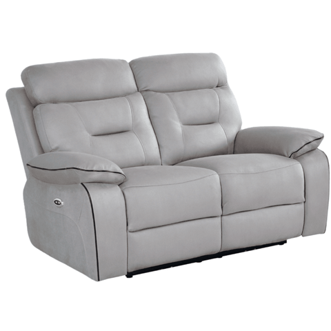 Foster Light Grey Fabric Electric Recliner 2 Seater Sofa