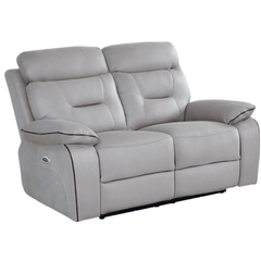 Foster Light Grey Fabric Electric Recliner 2 Seater Sofa