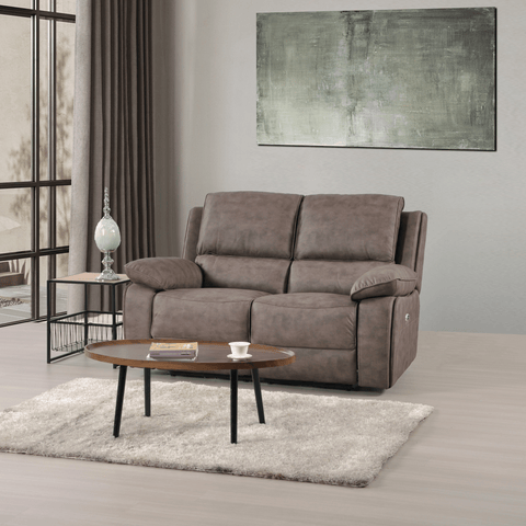 Maple Brown Suede Fabric Electric Recliner 2 Seater Sofa