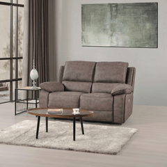 Maple Brown Suede Fabric Electric Recliner 2 Seater Sofa