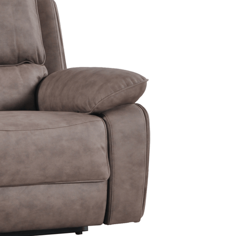 Maple Brown Suede Fabric Electric Recliner 3 Seater Sofa