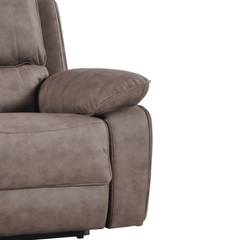 Maple Brown Suede Fabric Electric Recliner 3 Seater Sofa