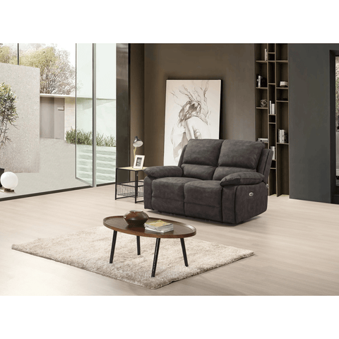 Maple Grey Suede Fabric Electric Recliner 2 Seater Sofa