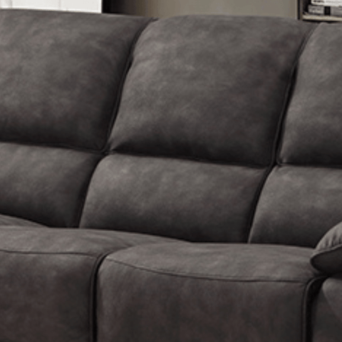 Maple Grey Suede Fabric Electric Recliner 3 Seater Sofa