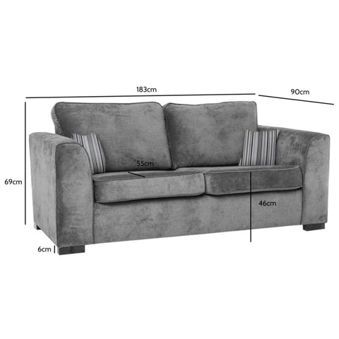 Nancy Grey Fabric 3 Seater Sofa