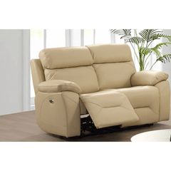 Renato Genuine Leather Cream Electric Power Recliner 2 Seater
