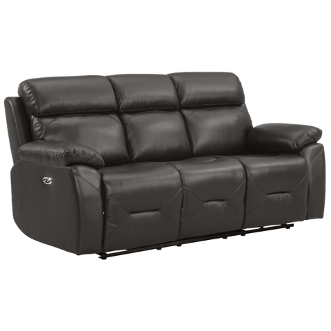 Renato Genuine Leather  Grey Electric Power Recliner 3 Seater