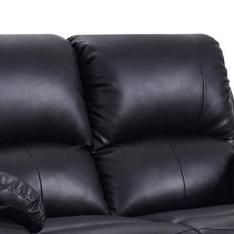 Roma Black Leather Manual Recliner 2 Seater Sofa