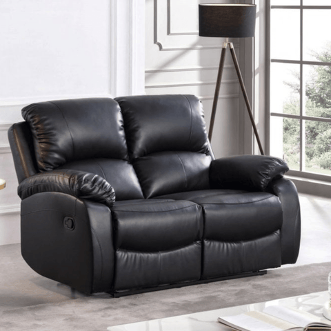 Roma Black Leather Manual Recliner 3+2+1 Seater Sofa Set